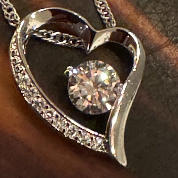 Emma Manor White Plated CZ Forever Lover Heart‎ Pendant Necklace - Picture 1 of 6
